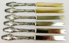6 Antique Sterling Silver Fruit Knives, B.B. & B. Co.