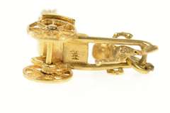 14K Yellow Gold 3D Articulated Rickshaw Cart Hack Cab Charm/Pendant