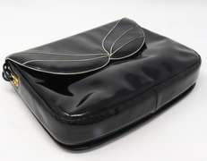 Bally Black Glossy Patent Leather Envelope Bag
