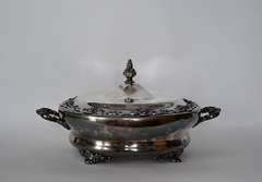 Antique Homan Silver Plate Covered Chafing Dish