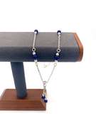 Sterling silver necklace with blue and silver beads