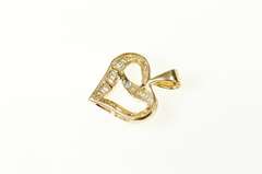 10K Yellow Gold Classic Baguette Diamond Heart Love Pendant