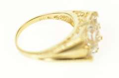 14K Yellow Gold Princess Cut CZ Ornate Squared Statement Ring