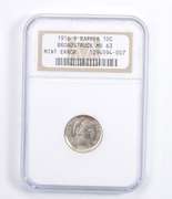 MS63 1916-S Barber Dime - Mint Error: Broadstruck - Graded NGC