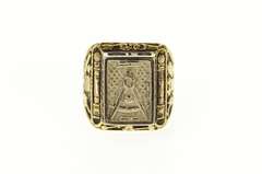 10K Yellow Gold Masonic AF & AM Warren Ornate Signet Ring