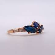 14kt Rose Gold, Blue Sapphire, & Diamond Ring