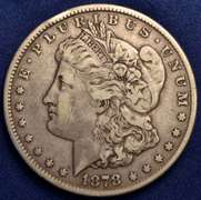 1878 Morgan Silver Dollar. 8 Tail Feathers. Circulated.