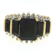 Powerful Yellow Gold Black Onyx & Diamond Ring