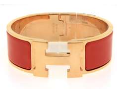 Hermes Rose Gold Plated Enamel Bangle Bracelet