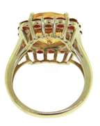 Graceful Yellow Gold Citrine & Mexican Fire Opal Halo Ring