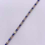 14kt Gold, Blue Sapphire, & Diamond Tennis Bracelet