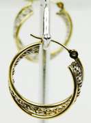 14K Yellow & White Gold Hoop Earrings