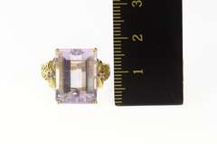 10K Yellow Gold Emerald Cut Amethyst Solitaire Cocktail Ring