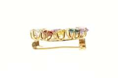 14K Yellow Gold Retro Princess Sim. Multi Colored Stone Pin/Brooch