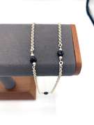Sterling silver necklace with black heart charms & silver beads