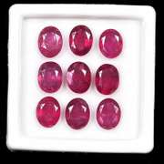 Group Lot of 9x oval Natural Ruby Gemstones- 25.00 Carats!