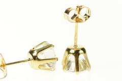 14K Yellow Gold Round Cubic Zirconia Solitaire Classic Stud Earrings