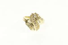 14K Yellow Gold 1.04 Ctw Diamond Encrusted Bypass Statement Ring