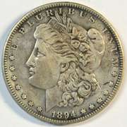 Sharp scarce 1894-S Morgan Silver Dollar. Better date