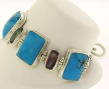 Sterling Silver Turquoise & Mystic Topaz Bracelet
