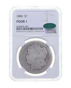 POOR 1 1884 Morgan Silver Dollar - CAC - Graded NGC