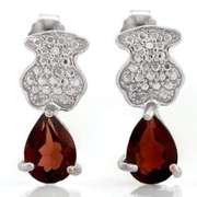 1 3/4 CARAT GARNET 925 STERLING SILVER EARRINGS