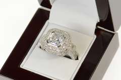 Sterling Silver Cushion Halo Statement Travel Engagement Ring