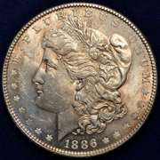 1886-P Morgan Silver Dollar, AU.