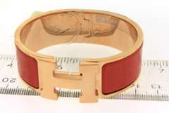 Hermes Rose Gold Plated Enamel Bangle Bracelet