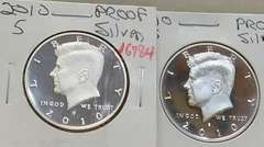 2 ea 2010-S Silver 90% PROOF Kennedy Hfs