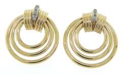 Gorgeous Multi Circle Diamond Earrings in Yellow Gold