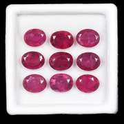 Group Lot of 9x oval Natural Ruby Gemstones- 25.00 Carats!