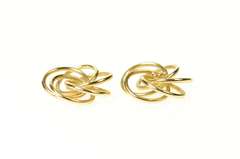 14K Yellow Gold Spiral Design Retro Stud Enhancer Earring Jackets