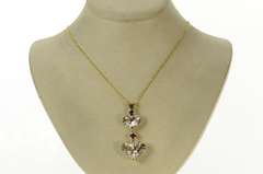 14K Yellow Gold Tiered Heart Smoky Quartz Ruby Pendant