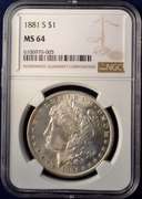 1881-S Morgan Silver Dollar NGC MS64