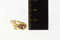 14K Yellow Gold Pear Garnet Ichthys Jesus Fish Symbol Ring