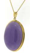 Precious Oval Purple Jade Cab Yellow Gold Necklace
