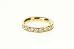 14K Yellow Gold Channel Cubic Zirconia Classic Wedding Band Ring