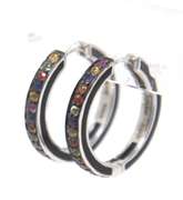 Effy Black Enamel Multi Color Sapphire Hoops
