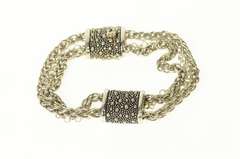 Sterling Silver Michael Dawkins Layered Chain Ornate Bracelet