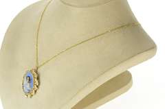 14K Yellow Gold Victorian Ornate Painted Lady Seed Pearl Pendant/Pin