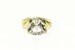 10K Yellow Gold Trillion Cubic Zirconia Solitaire Statement Ring