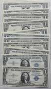 15 Mixed Series Near Unc $ 1 Silver Certificates