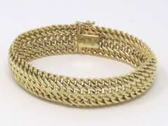 Eyecatching Wide Woven Yellow Gold Bracelet