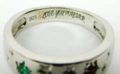 Sterling Silver Band of Stars, Size 10.5