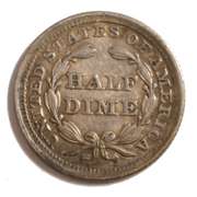 1858 Very Near Unc Seated Half Dime