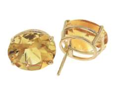 Fancy Yellow Gold Oval Citrine Earrings