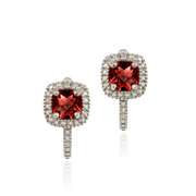 Garnet & Diamond Accent Huggie Earrings