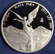 2011 Proof Mexican Libertad, 1oz .999 Silver.