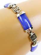 Sterling & Purple Jade Chinese Bracelet